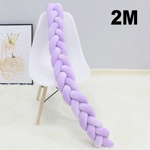 2M Purple 2 м Длина Детская кровать бампер 4 косы детская кровать Декор чистый плетение плюшевый узел кроватка бампер протектор Детская комната Декор - Цвет: 2M Purple