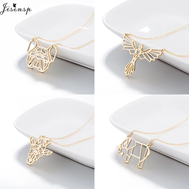 Уникальное ожерелье с французским бульдогом Jisensp из нержавеющей стали, модное украшение с оригами-слоном и фениксом на подвеске для женщин в подарок.