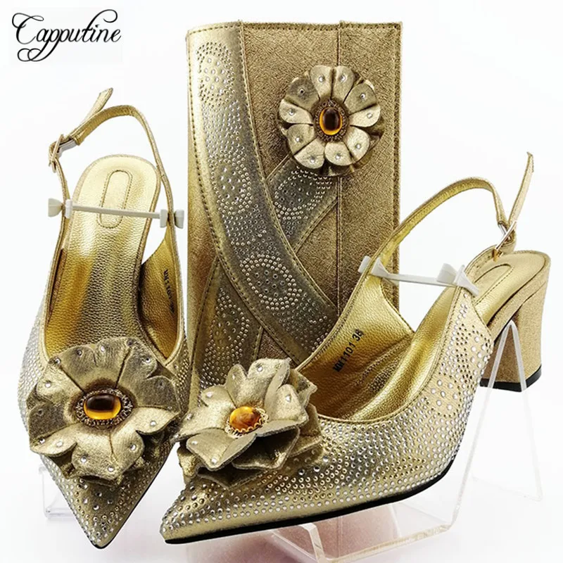 Новинка Роскошные женские туфли со стразами в европейском стиле и сумочка