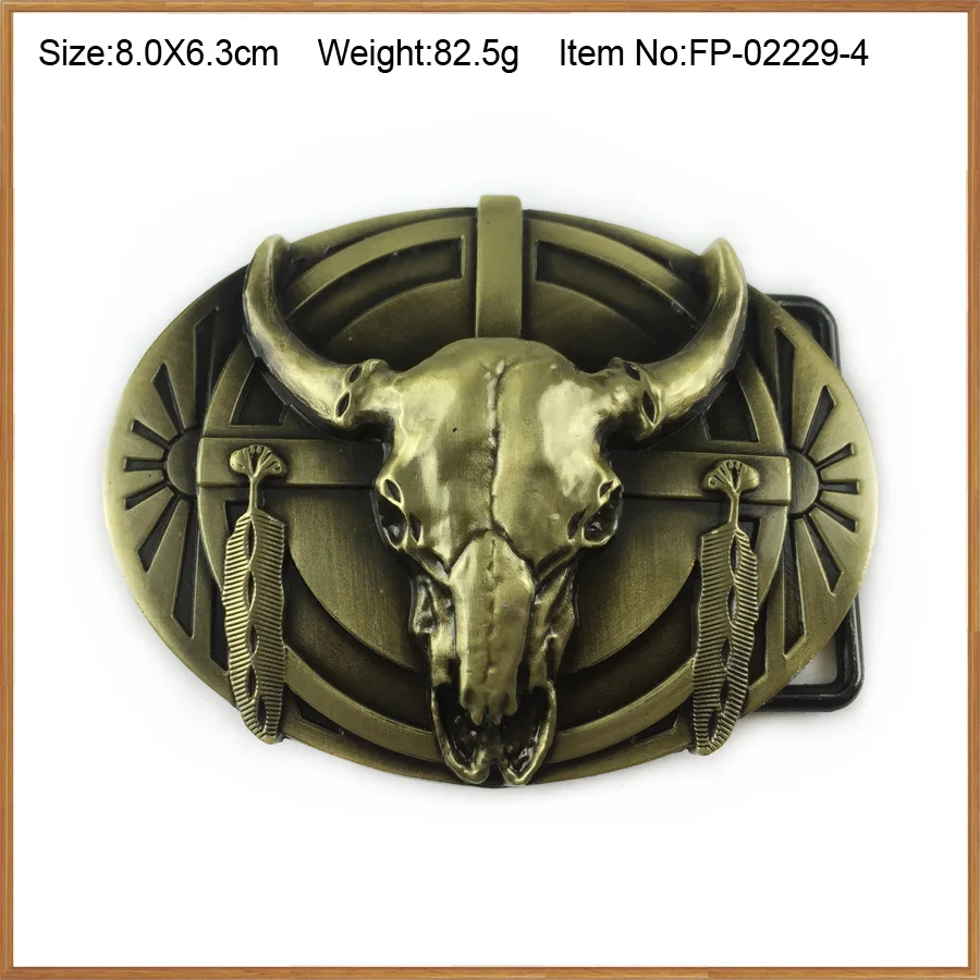 Мужская Ретро пряжка BuckleClub в виде Головы Быка западном стиле Ранняя латунная