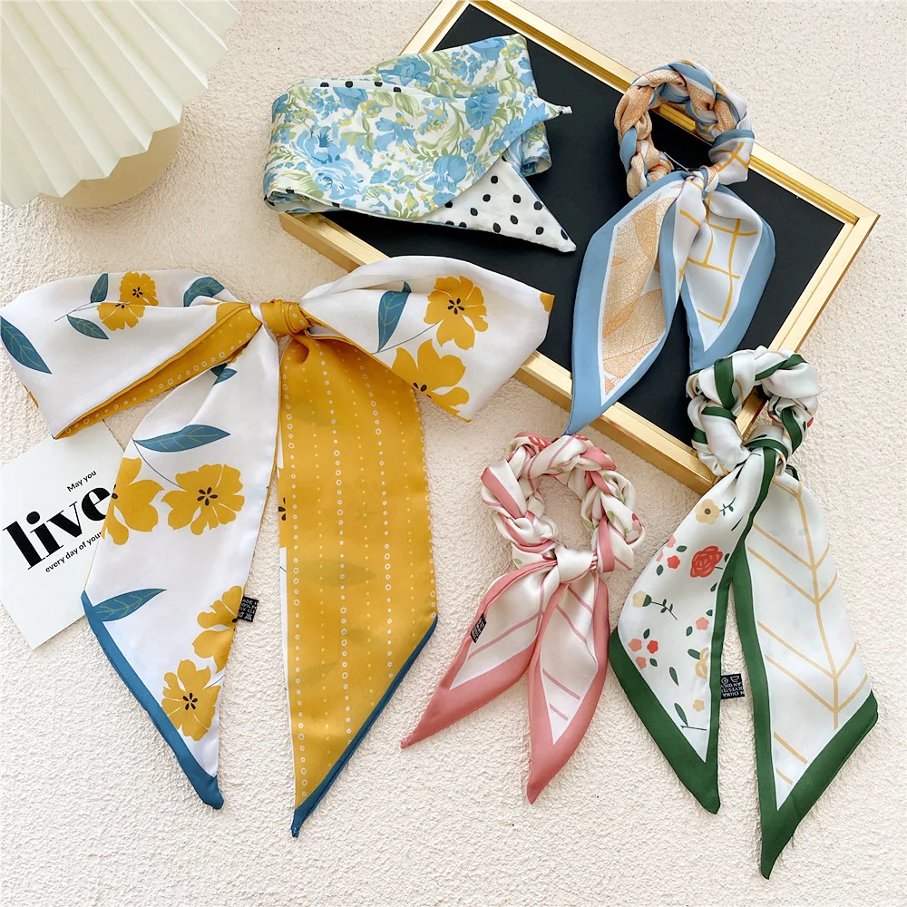 

Женский шелковый шарф в испанском стиле, роскошный галстук для волос с цветочным принтом, шарфы, головной платок, шали, платок, бандана, повя...