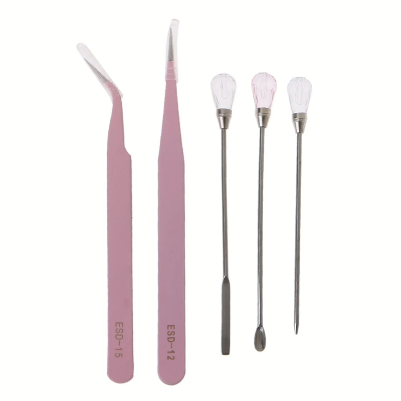 

5Pcs Silicone Resin Tools Set Mixing Stirring Sticks Bubble Removers Needle Pigment Spoon Tweezers Resin Crafts Tools