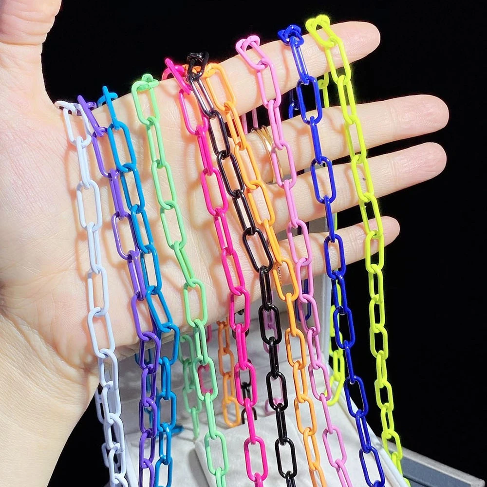 

5Meters Brass Metal Chain Colorful Enamel Coating Link Chain Jewelry Findings DIY for Necklace Bracelet Jewellery Making