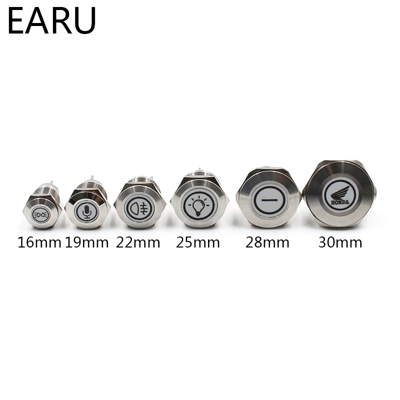 Icon Symbol Logo Customization Waterproof IP67 Metal LED Light Signal Indicator Warning Pilot Lamp Screw Feet Terminal for Car |