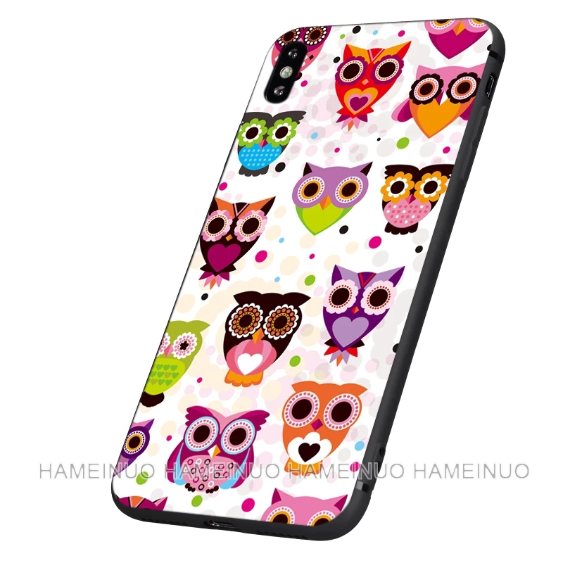 Черный ТПУ чехол для iphone 5 5S SE 6 6s 7 8 plus x 10 силиконовый XR XS 11 pro MAX Красочные Совы |