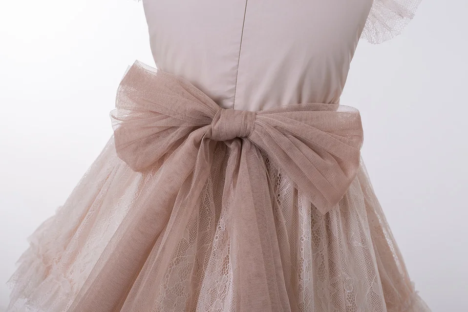 Летнее кружевное платье цвета слоновой кости для девочек вечеринки и свадьбы с