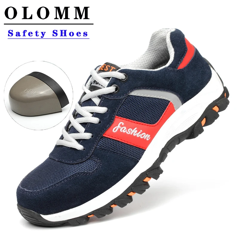 OLOMM/дышащая мужская рабочая обувь ботинки со стальным носком устойчивая к