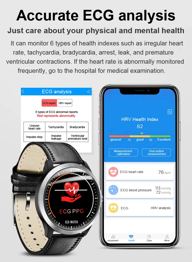 696 N58 Смарт-часы ECG спортивные часы + PPG HRV отчет сердечного ритма тест
