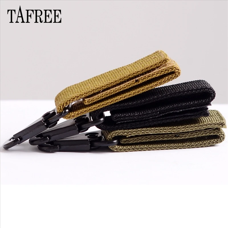 

TAFREE Outdoor tactical nylon ribbon buckle Keychain multi-functional mountaineering olecranon hook MOLLE hook Key Belt