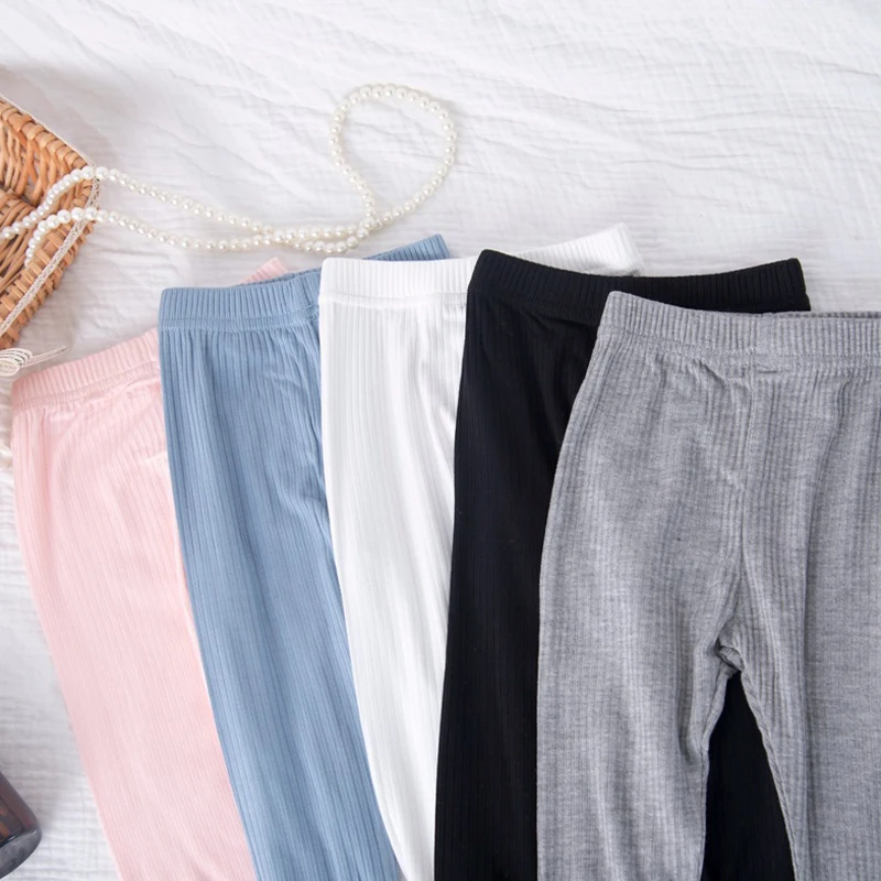 Новинка 2020 года Однотонные эластичные штаны для девочек Сезон весна лето Детские