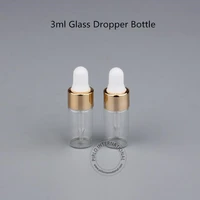 100pcs wholesale 3ml mini transparent glass essential oil 3g bottlevial with dropper refillable perfume sampling jar packaging