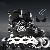 new 4 wheels flash adjustable children roller inline skates shoes speed patines free professional skating for boys girls outdoor