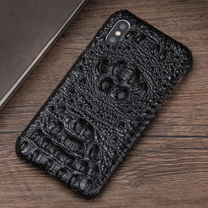 Роскошный чехол из воловьей кожи для iPhone 11 Xr 6 6s 7 8 Plus X Xs Max с крокодиловым черепом и