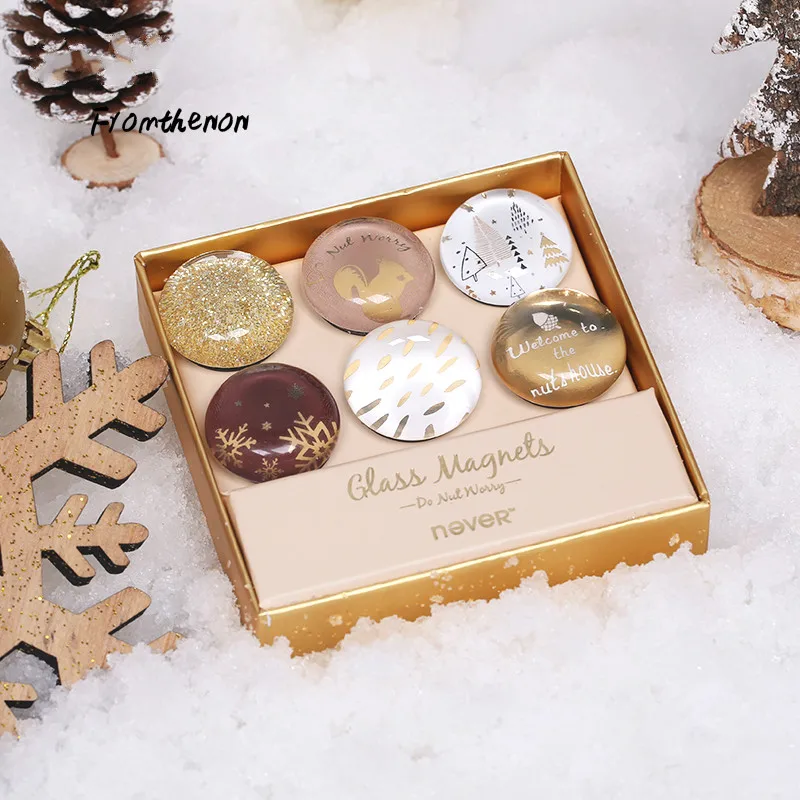 Рождественская белка стеклянные магниты белая доска большой палец детские