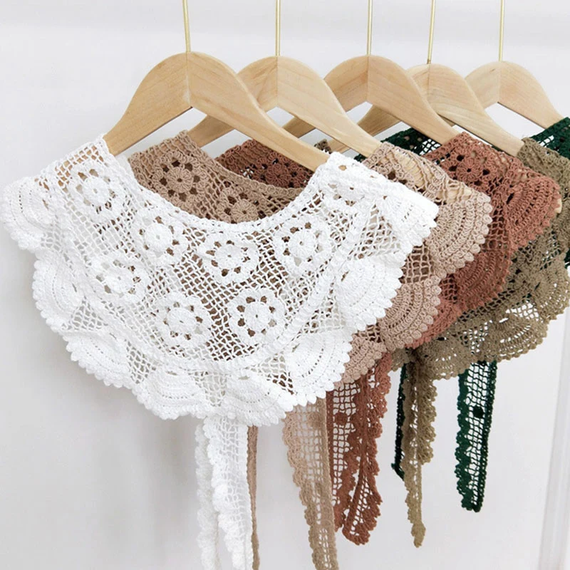 

Solid Color Knitted Triangle scarf Women Neckerchief Lace Hair Head Scarf Scarf Triangle Scarf Crochet Floral Hollow Shawl Wraps