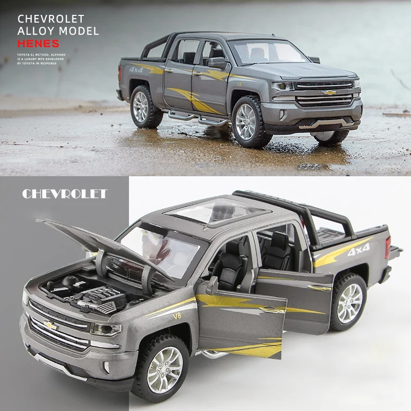 Модель автомобиля Chevrolet Silverado Pika из сплава 1:32 литый под давлением игрушечный