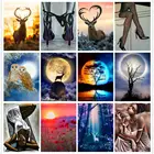 Квадратная полноразмерная Алмазная 5D картина, художественная фигурка Луны, оленя, набор для алмазной вышивки сделай сам, декоративное украшение