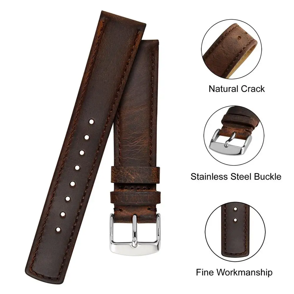 Кожаный сменный ремешок Anbeer для мужчин и женщин винтажный браслет в стиле ретро