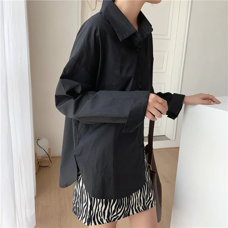 

Women Shirts Long Sleeve Solid Single Breasted Leisure Hong Kong Style Retro Elegant Design All Match Female Chic Tops Ulzzang