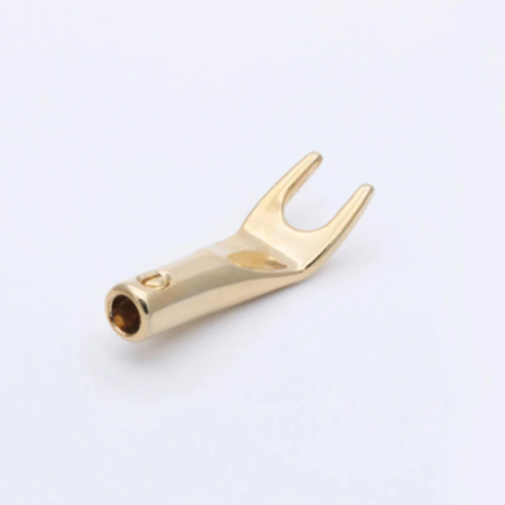 

2pcs Spade Speaker Y Fork Connectors Gold Plated Cable Terminal Audio Plug for Binding Post Banana Jack Adapter Durable