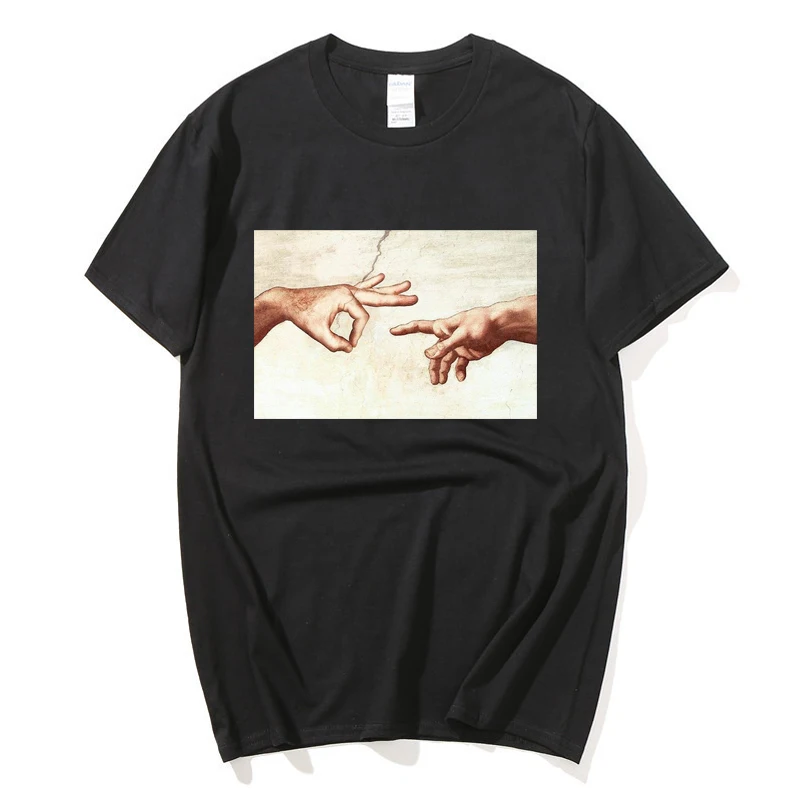 

MICHELANGELO Genesis T Shirts Men Hip-Hop Print Harajuku T-shirt Casual Streetwear Male Tops