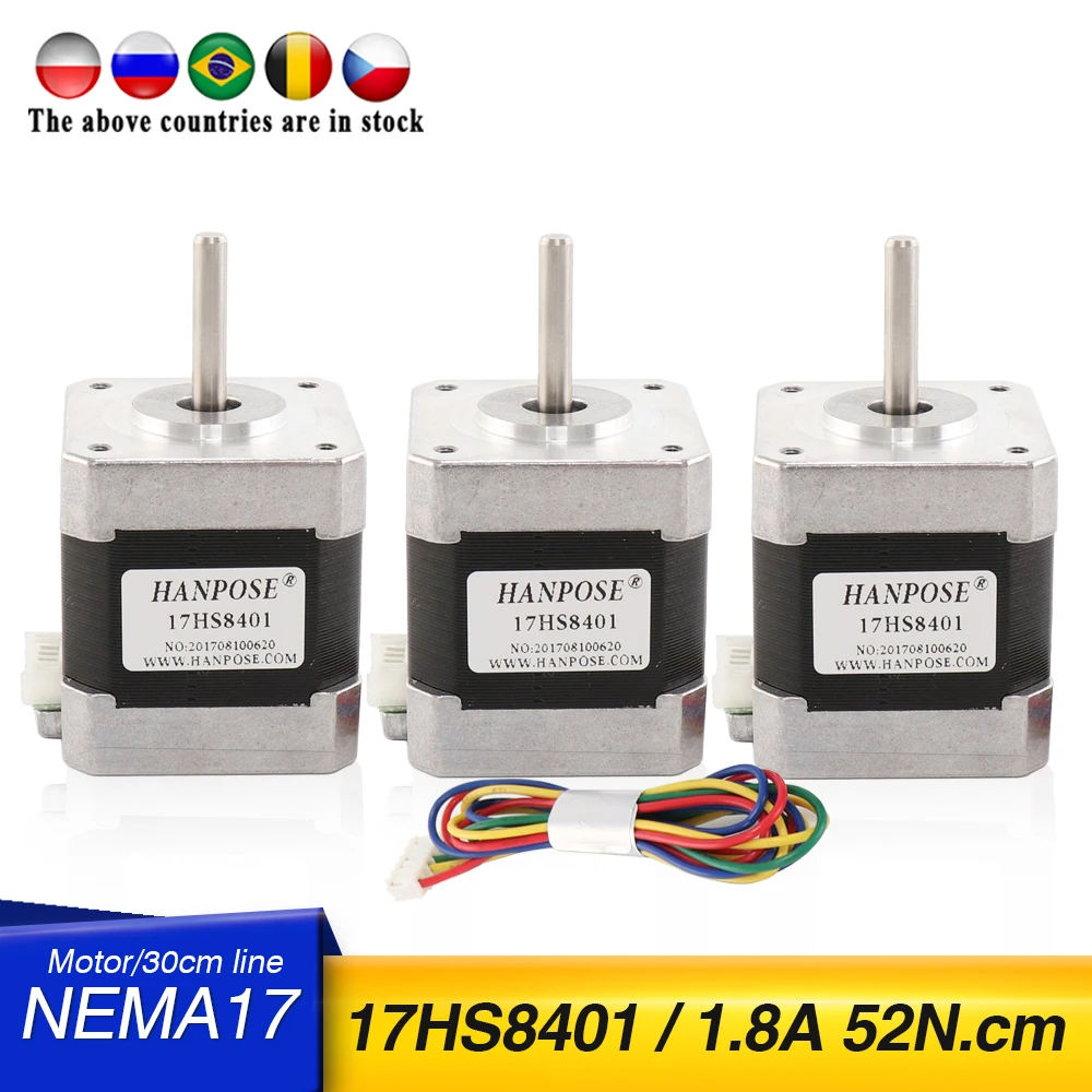 Фото 3PCS Nema17 stepper motor 48mm 4 lead 52N.CM 17HS8401 used for 3D printer accessories CNC milling machine Обустройство дома 3PCS Nema17 stepper motor 48mm 4 lead 52N.CM 17HS8401 used for 3D printer accessories CNC milling machine Обустройство дома