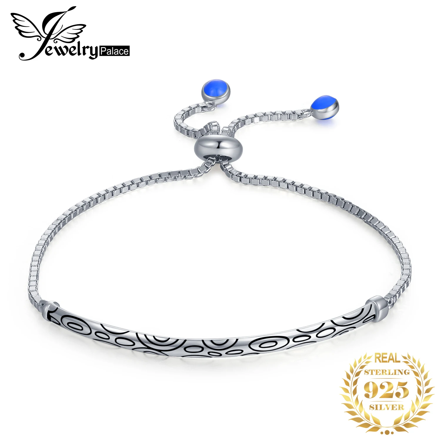 JewelryPalace 925 пробы Серебряный благоприятный облако гравировкой черной эмалью круги пузырь регулируемый браслет для женщин