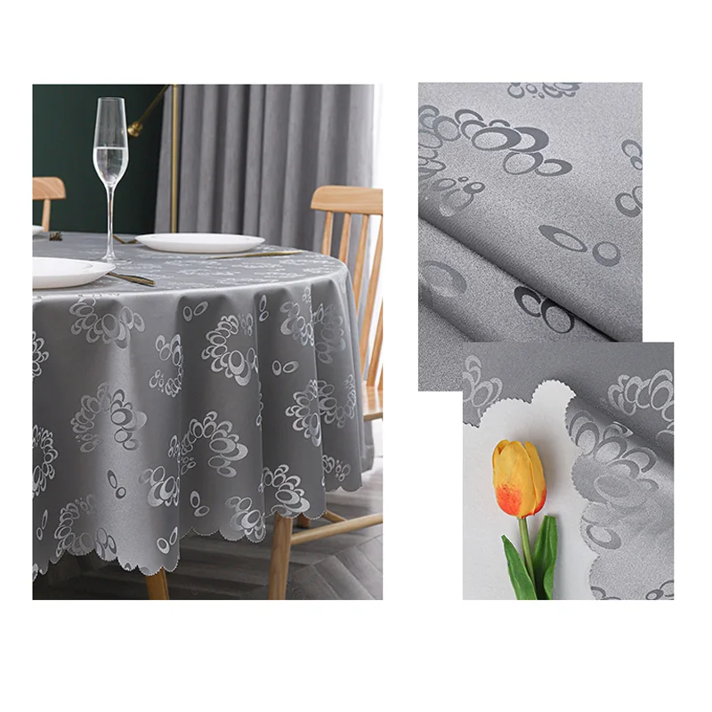 Mantel redondo PVC impermeable cubierta anti incrustante al aire libre mantel para comedor-4