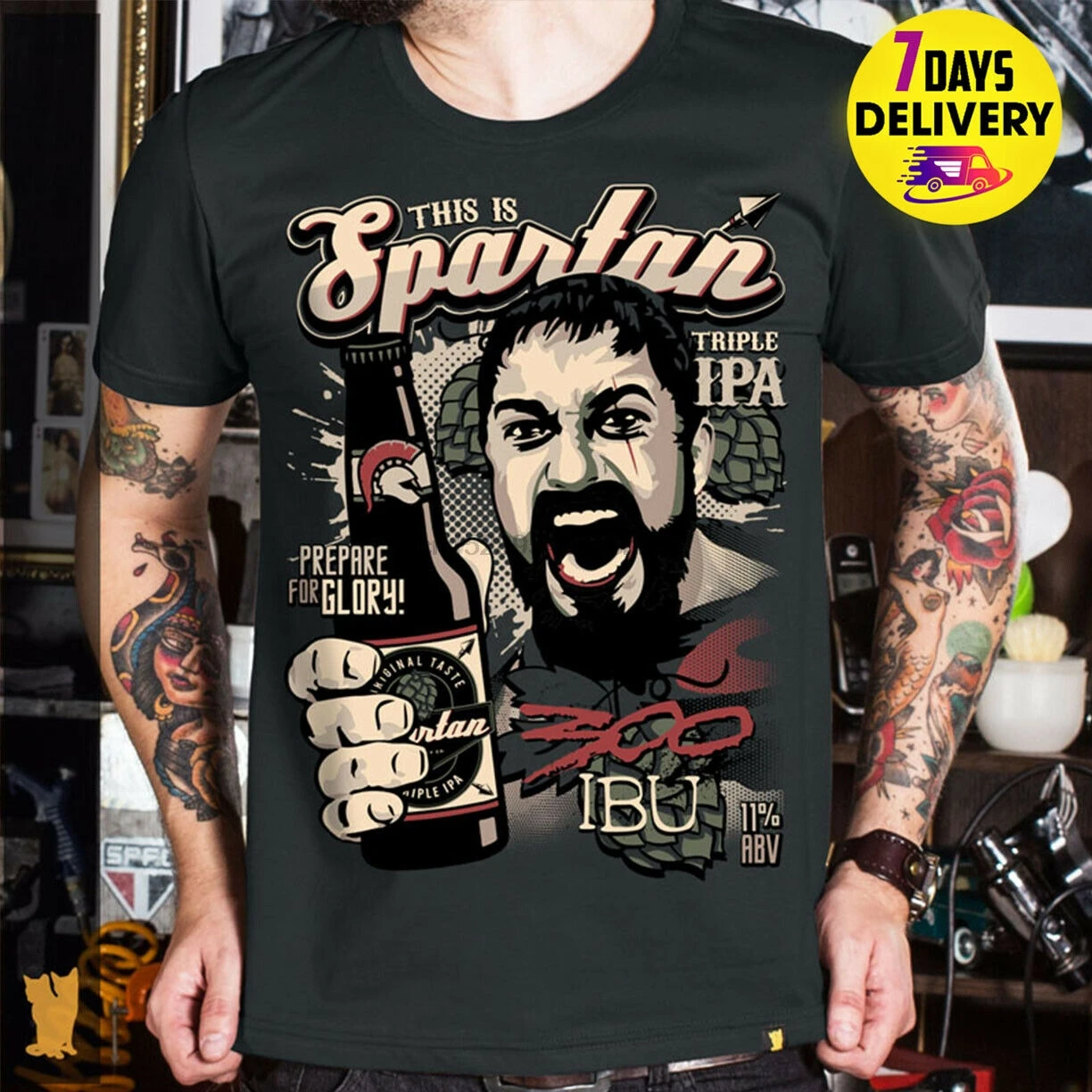300 спартанская футболка черного цвета размер S 3XL|Мужские футболки| |