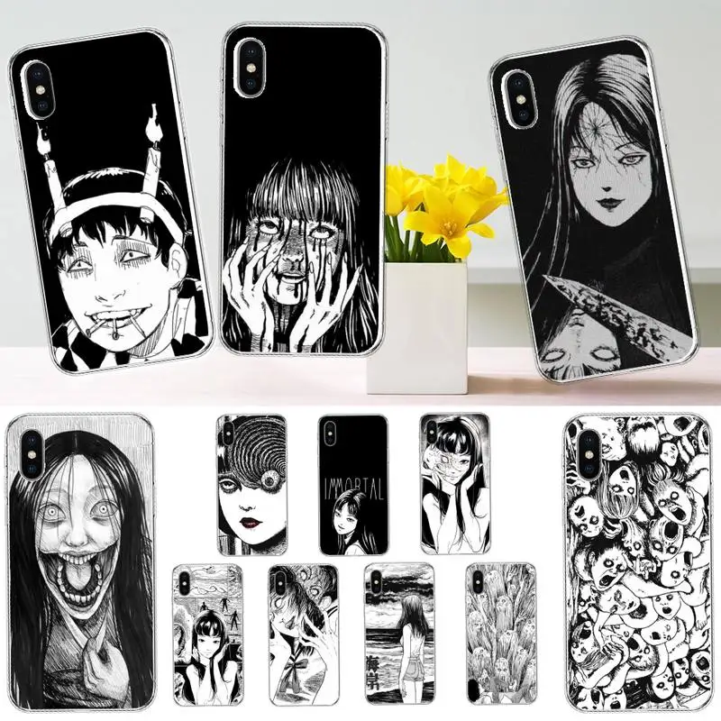 

Junji Ito Tees Horror comics Phone Case Transparent soft For iphone 12 11 13 7 8 6 s plus x xs xr pro max mini