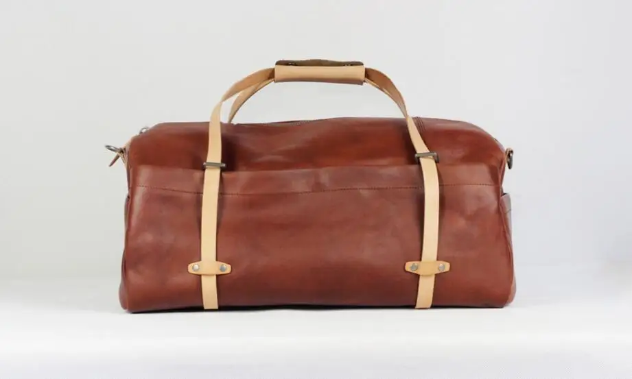 

Casual genuine leather calf skin men large holdall soft travel duffle bag handmade