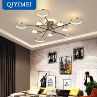 New Modern Dimmable Led Chandelier Living Room Dining Bedroom Kitchen Lamp 4/6/8/10 Ring Indoor Lighting Fixture Lustre