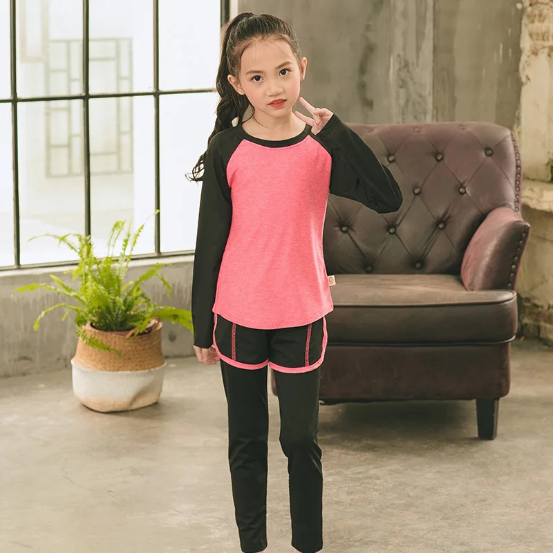 Спортивная одежда для девочек термобелье детская спортивная футболка топы Штаны