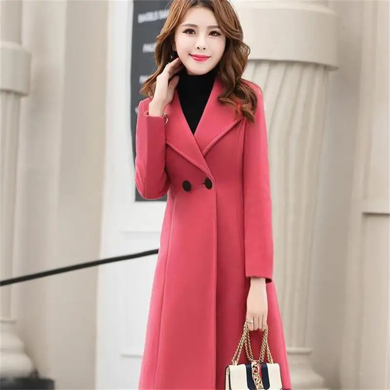 Женское шерстяное пальто элегантное двубортное из смешанной шерсти ветровка