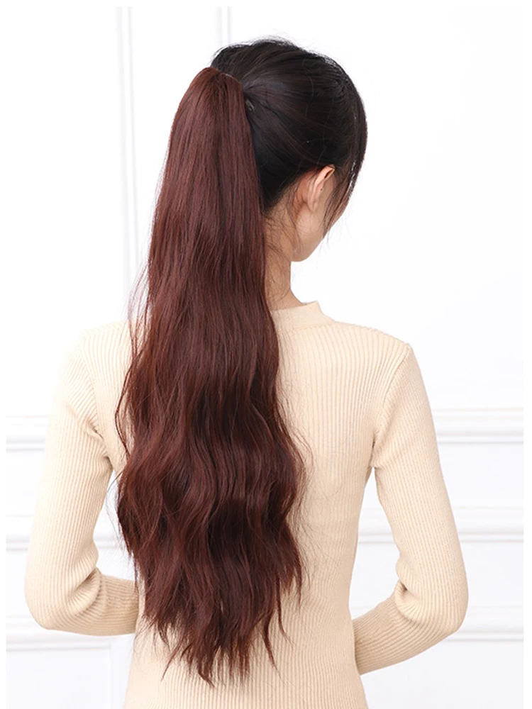 Синтетический вьющийся длинный хвостик коричневый светильник на шнурке