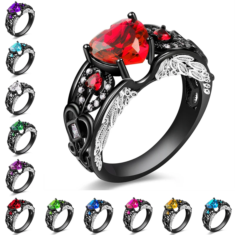 AMORUI Крылья Ангела Кольцо из белого золота для дам/Женская мода AAA Циркон Камень