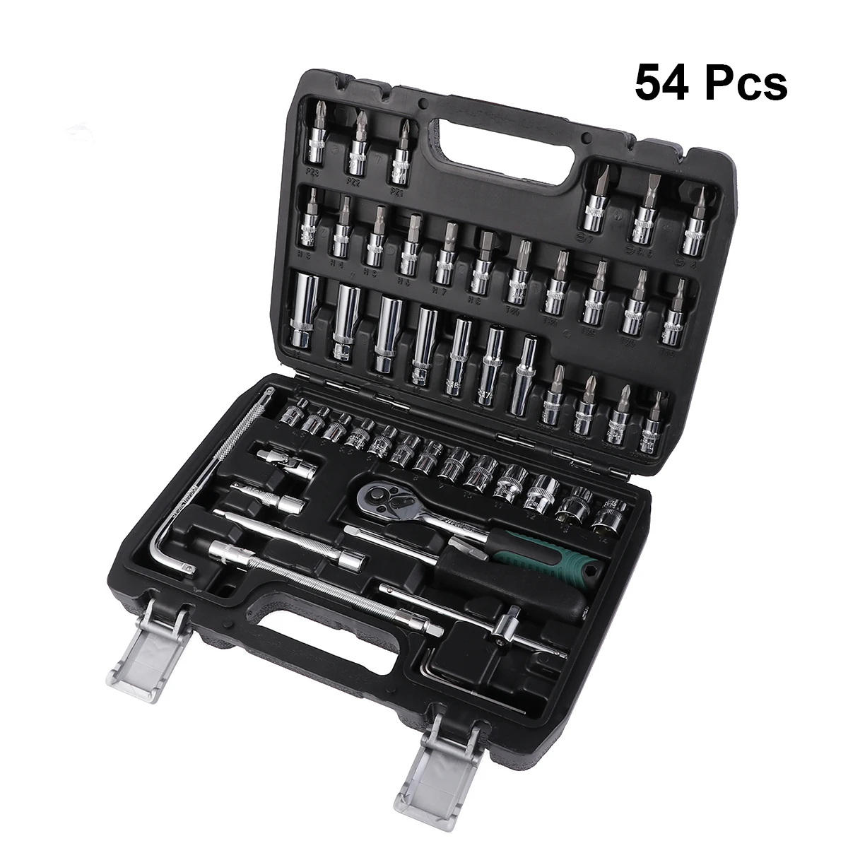 54pcs Car Repair Tool Kit Automobile Motorcycle Tools Precision Ratchet Wrench Set Hardware with Black Box |