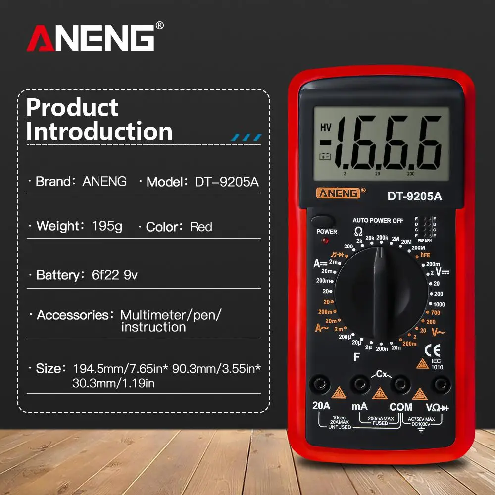 Цифровой строительный мультиметр DishyKooker ЖК дисплей амперметр