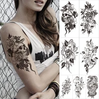 transferable waterproof temporary sleeve tatooo sticker peony flower snake skull demon tattoo arm body art fake tatoo man women