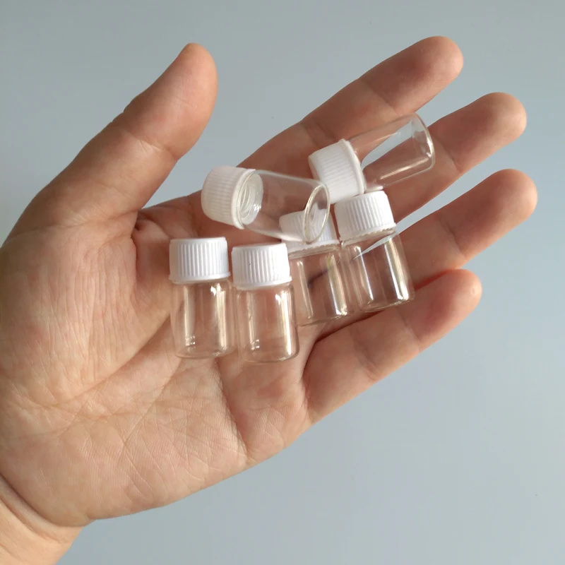 2 мл маленькая банка Мини Стеклянная бутылка с белой крышкой пустые Крошечные