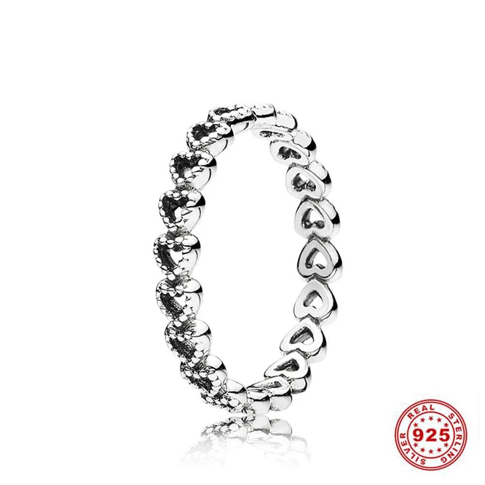 hot sale 925 sterling silver love heart crown stackable finger rings for women sparkling zircon brand rings engagement gift free global shipping
