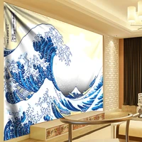 great wave of kanagawa tapestry wall hanging whale arowana wall carpet tapestries wall cloth mandala boho bedspread 200300cm