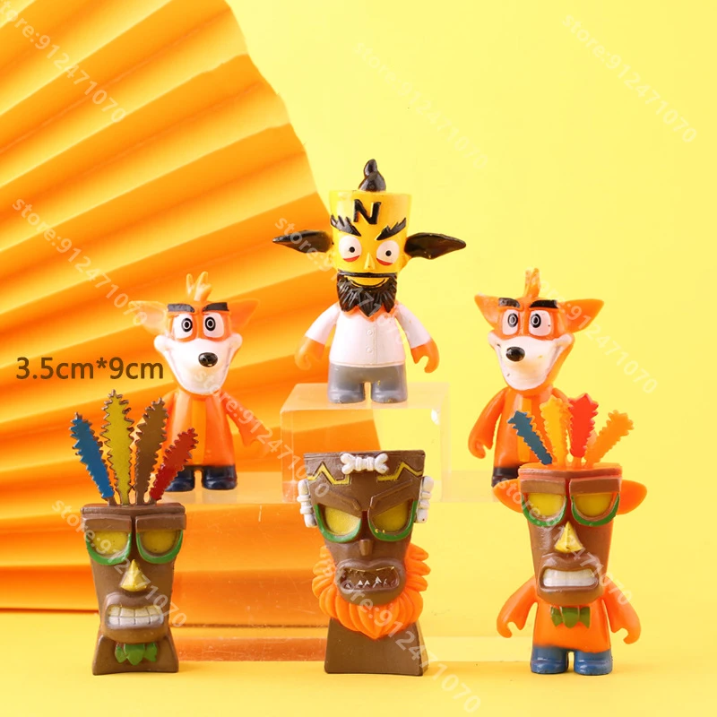 

6 Pcs/set Crash Bandicoot Figure Series Game Deluxe Aku Mask Action Figure Toy Model Doll Gift