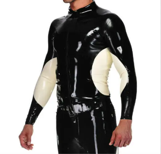 Новый Латекс 100% резиновая Красивая Черная куртка Спортивная рубашка модные топы