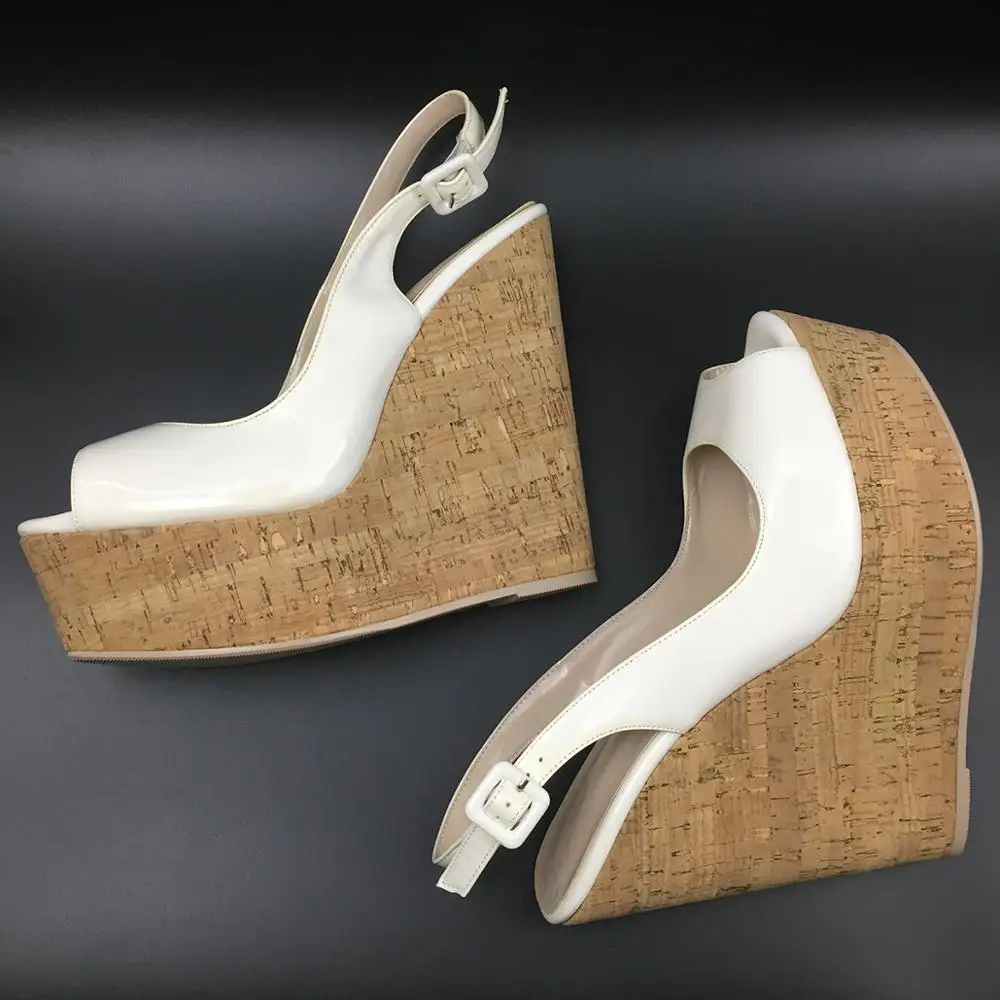 Женские босоножки на высокой подошве Aimirlly белые с ремешком пятке ручная