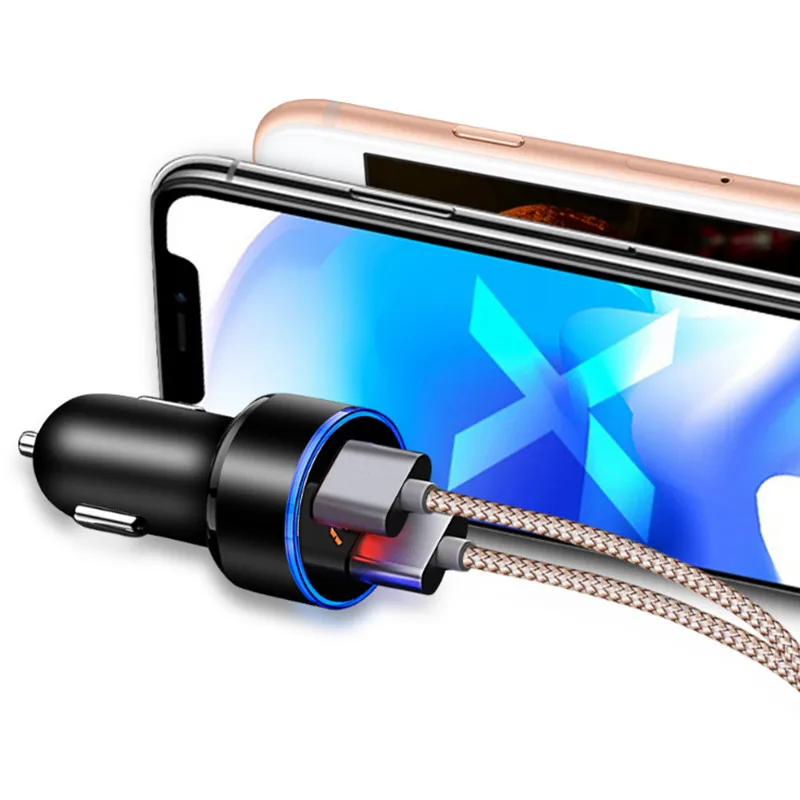 2019 зарядных порта USB для автомобиля светодиодный телефон Зарядное устройство