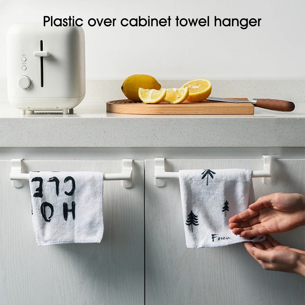 

1Pc White Towel Rack Plastic Durable Hanger For Kitchen Bathroom Cabinet Cupboard Door Home Organizer Long Wall Hook Storage