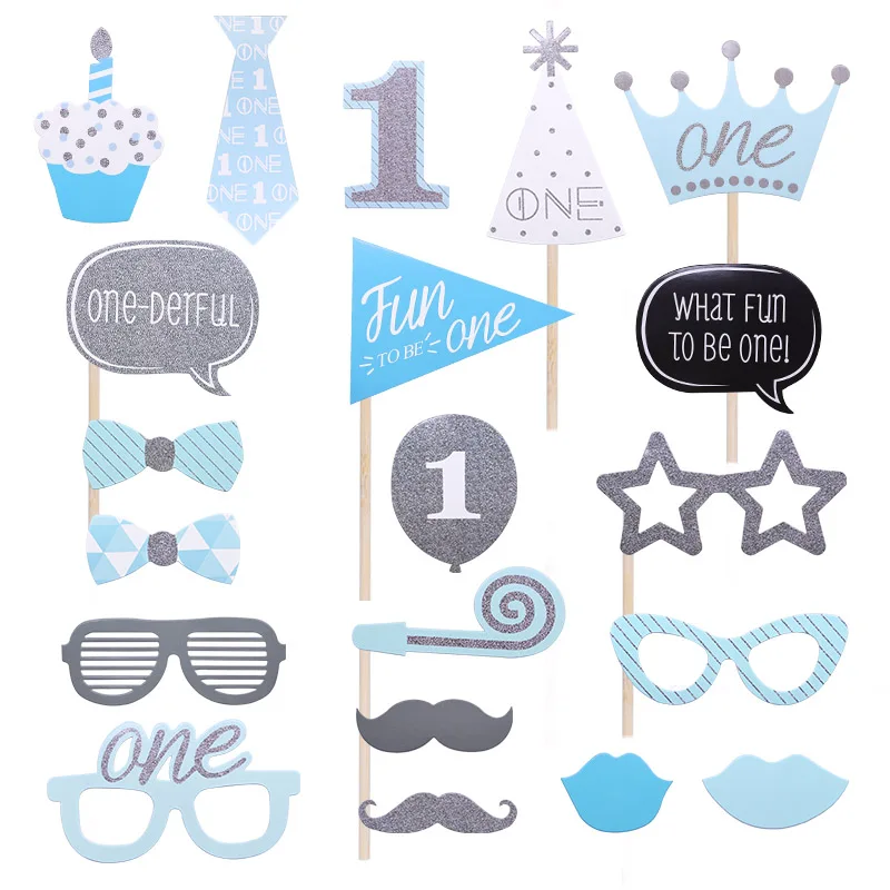Photo props I am 1 Today, бумажный баннерный баннер на день рождения для маленьких мальчиков и девочек, украшение для первого дня рождения - Цвет: Photo props