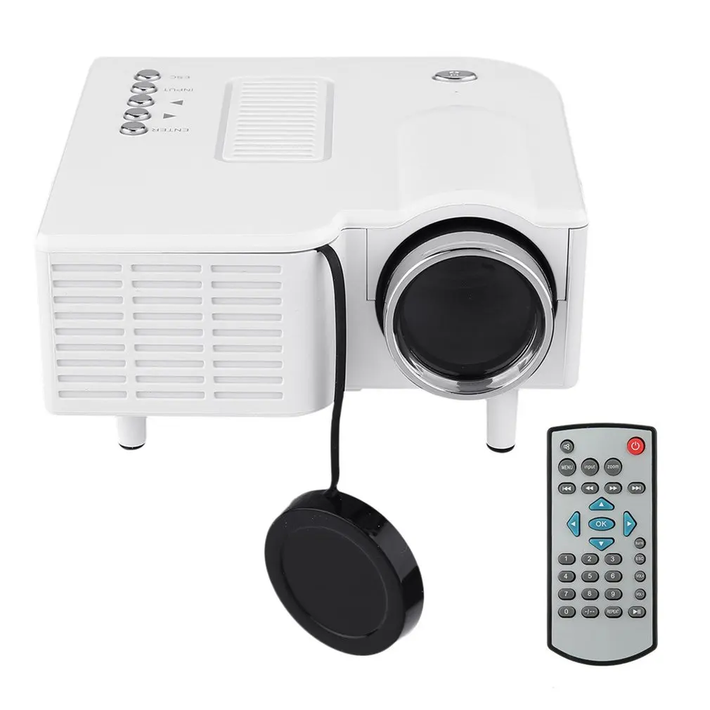 Мини проектор UC28 HD для дома 1080P микропортативный светодиодный с ЖК дисплеем