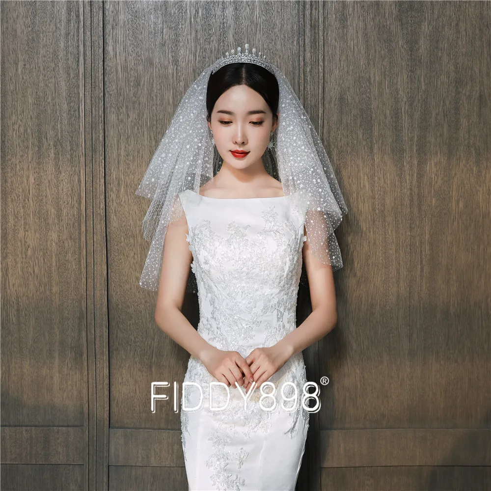 Фата свадебная короткая с гребнем 2 слоя 2020 тюля |